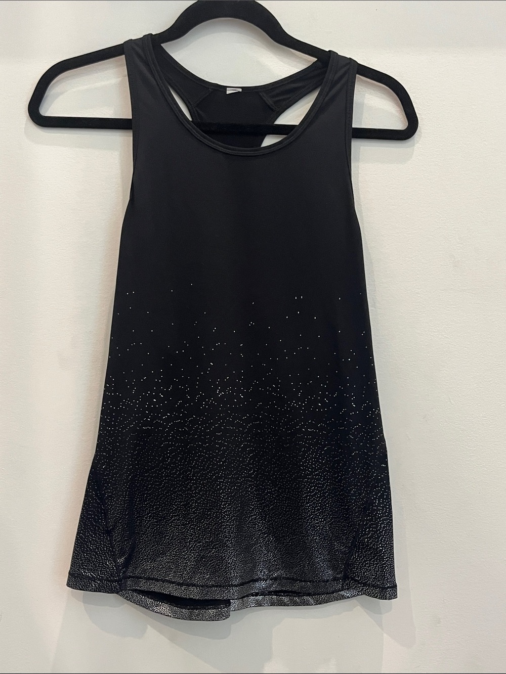 Black Women’s Racerback Tank Top with Metallic Speckle